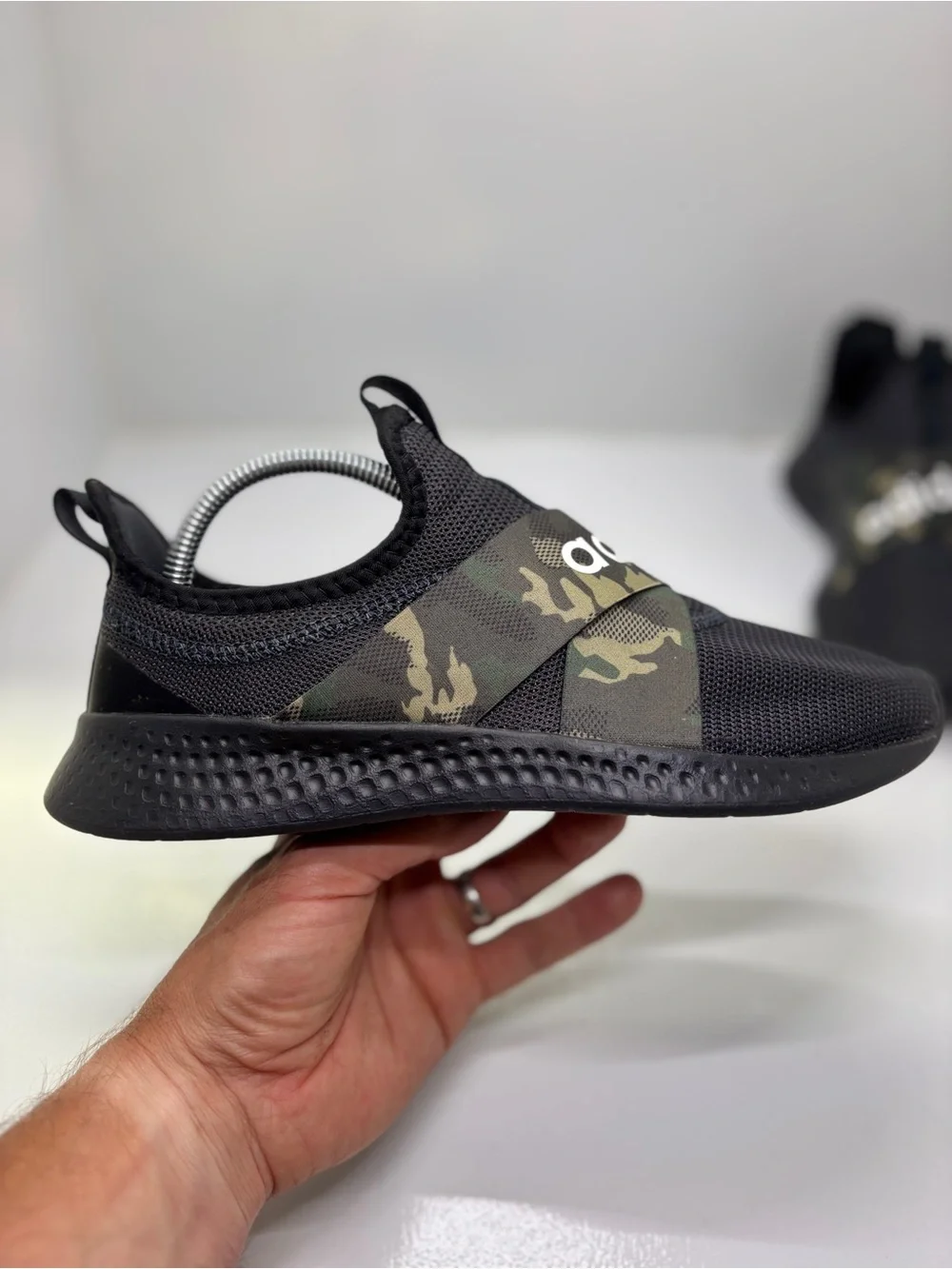 Adidas Lite Racer Adapt 5.0 Black Camo Slip-On Sneakers Men’s 9.5 EUC